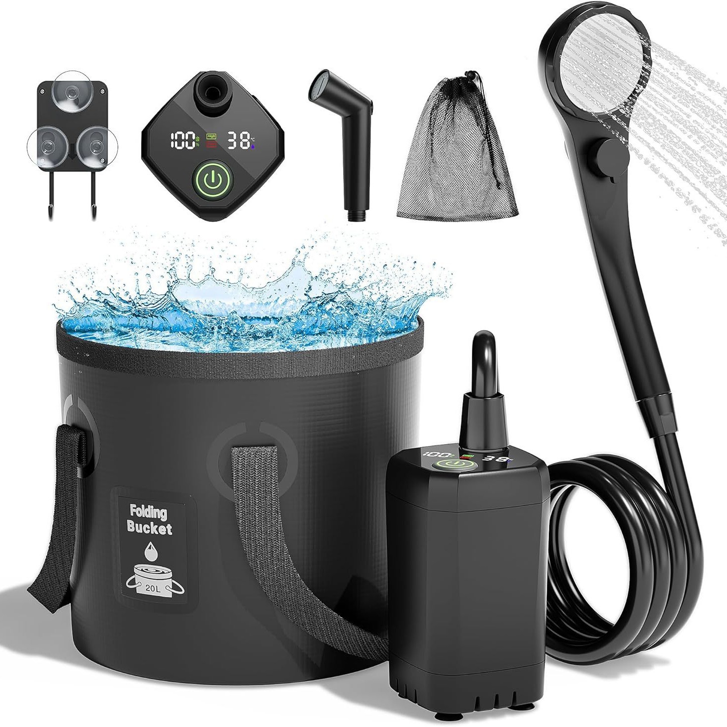Portable Camping Shower - Shower Listrik Portabel Self-Priming untuk Luar
