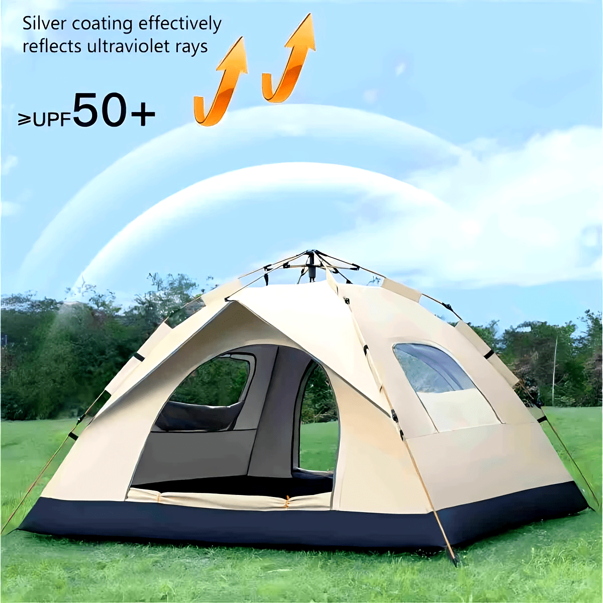 Outdoor Camping Automatic Quick Opening Tent - Tenda Otomatis Cepat Buka Berlapis Perak,