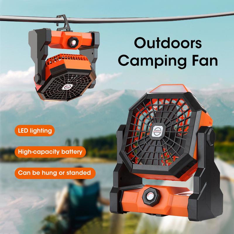 Outdoor Camping Misting Fan - Kipas Kemah 10000mAh, dengan lentera LED