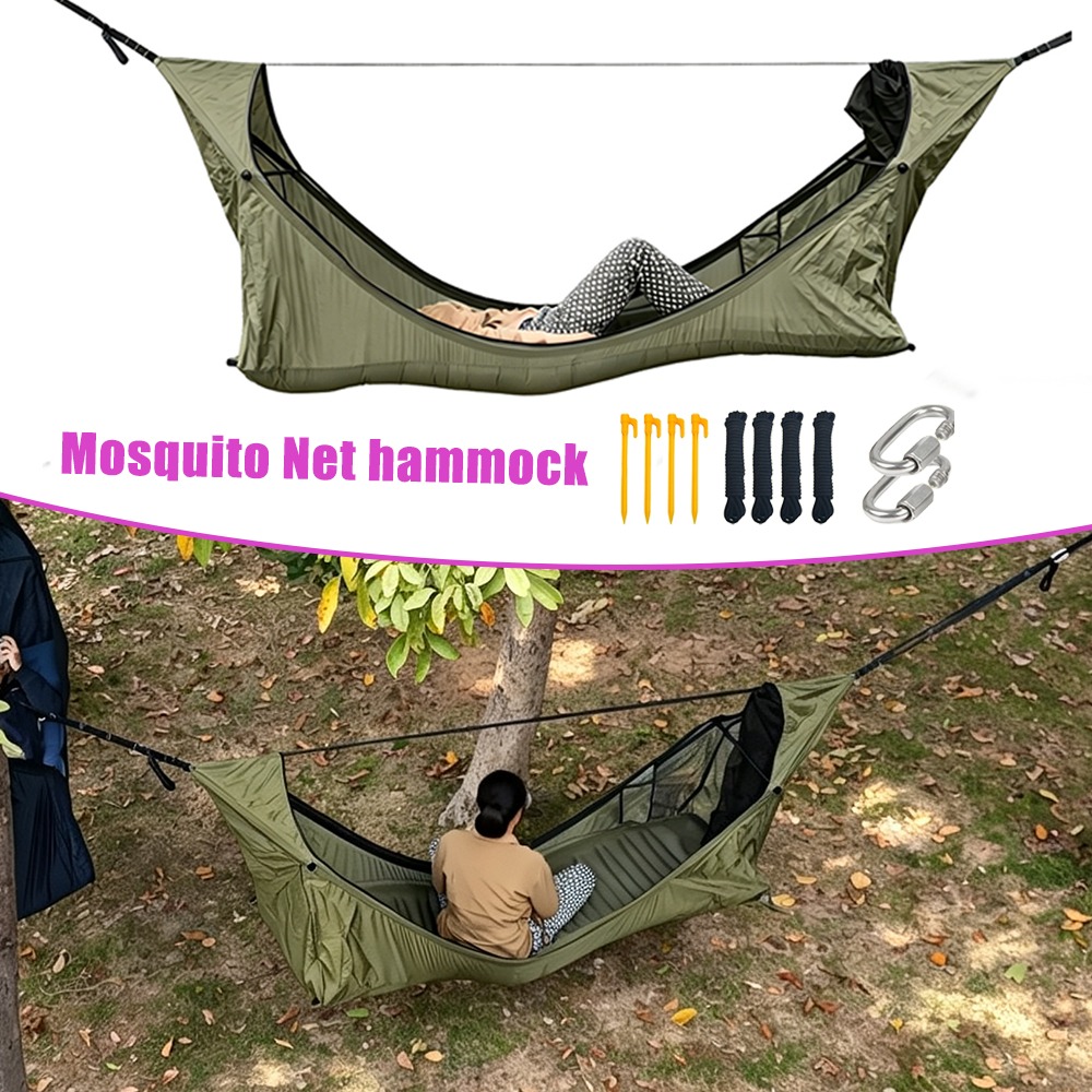 Outdoor Camping Hammock - Hammock Datar dengan Kelambu, Ayunan, Tenda