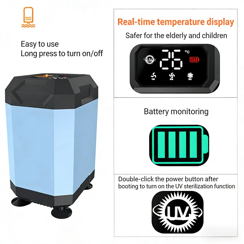 Portable Camping Shower - Shower Portabel Outdoor 5400mAh/9000mAh dengan Layar