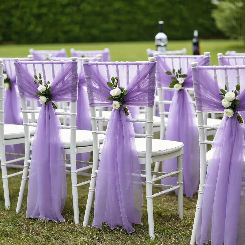 Portable Camping Shower - Tirai Langit-Langit Tulle Lavender Romantis, Kain