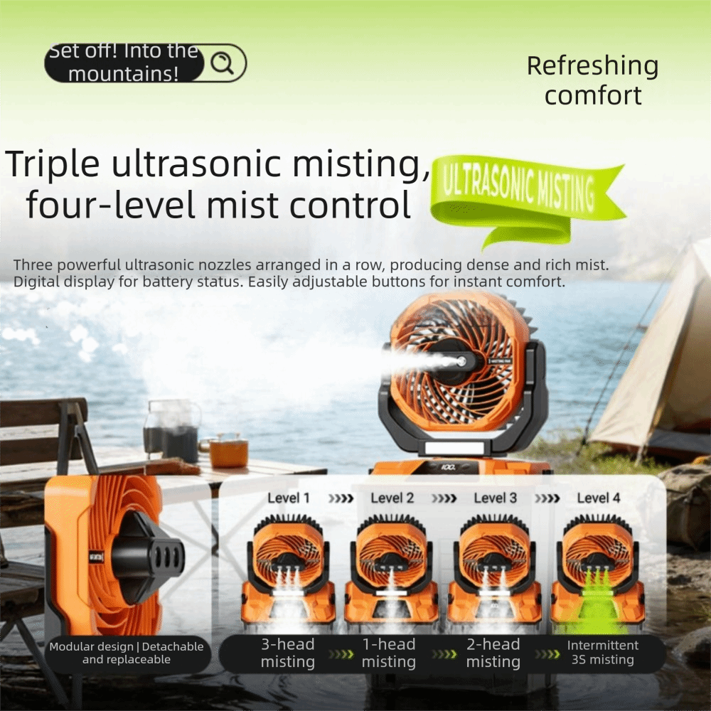Kipas Semprot Air Besar untuk  - Outdoor Camping Misting Fan ulasan dan harga
