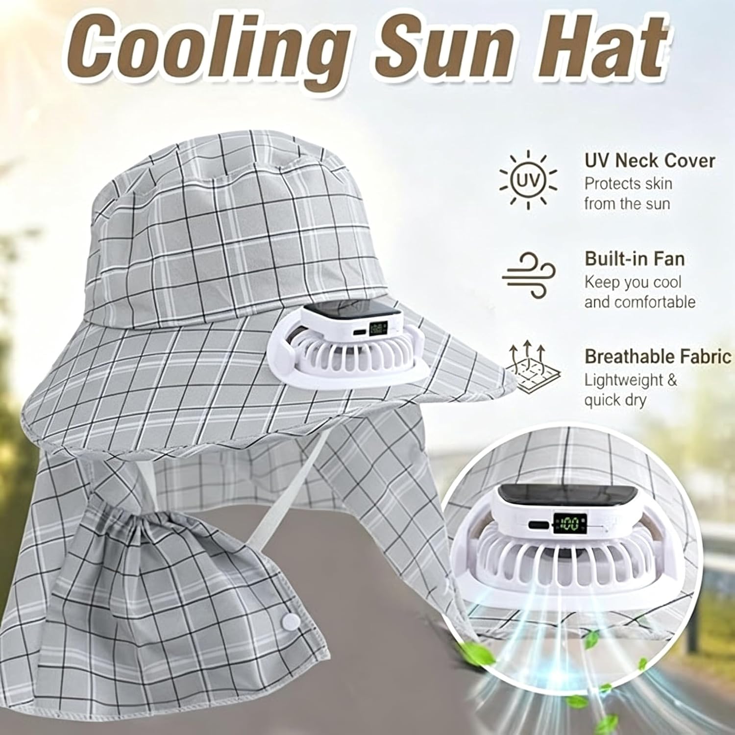 1PC Topi Kipas Pelindung Leher - Outdoor Camping Fans ulasan dan harga