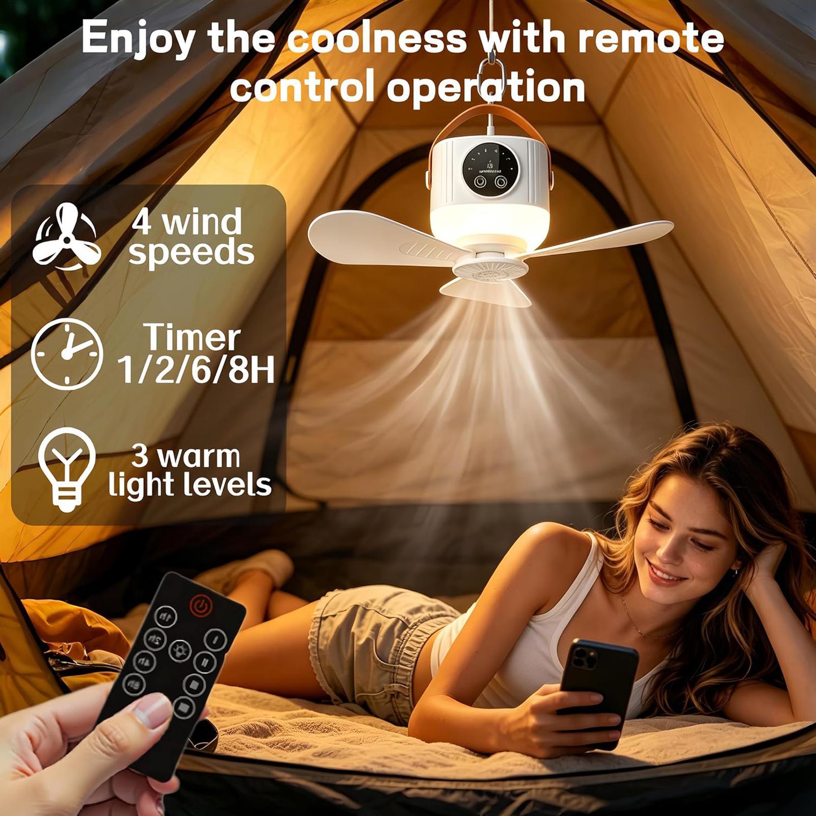 Kipas Gantung Isi Ulang 7200mA - Outdoor Camping Misting Fan ulasan dan harga