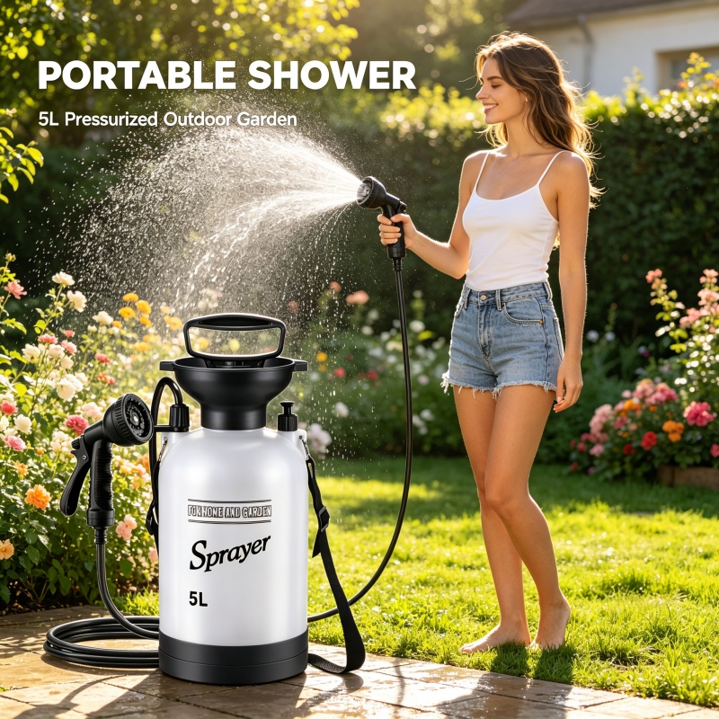 Botol Semprot Tekanan Manual 5 - Portable Camping Shower ulasan dan harga